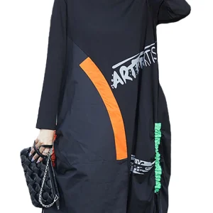2023 Spring Females Korean Luxury Vestidos Womens Classic Loose Long Dresses Ladies Fashion Printed Punk Casual Striped Clothes