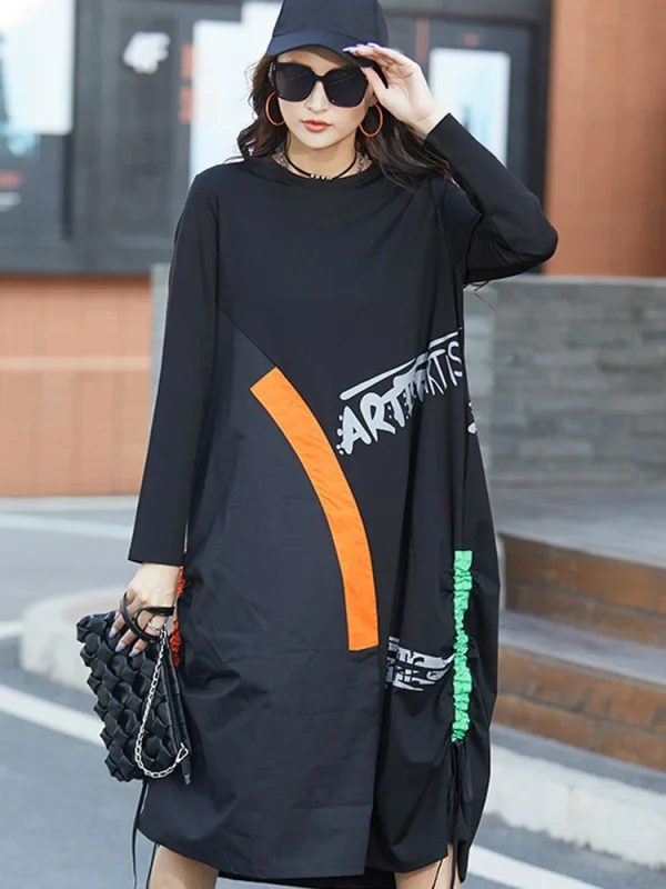 2023 Spring Females Korean Luxury Vestidos Womens Classic Loose Long Dresses Ladies Fashion Printed Punk Casual Striped Clothes - Image 3