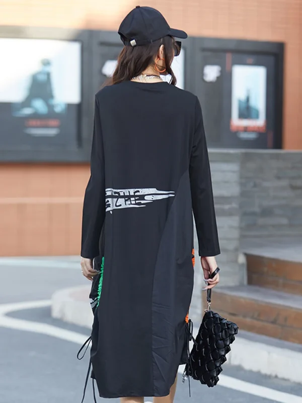 2023 Spring Females Korean Luxury Vestidos Womens Classic Loose Long Dresses Ladies Fashion Printed Punk Casual Striped Clothes - Image 2